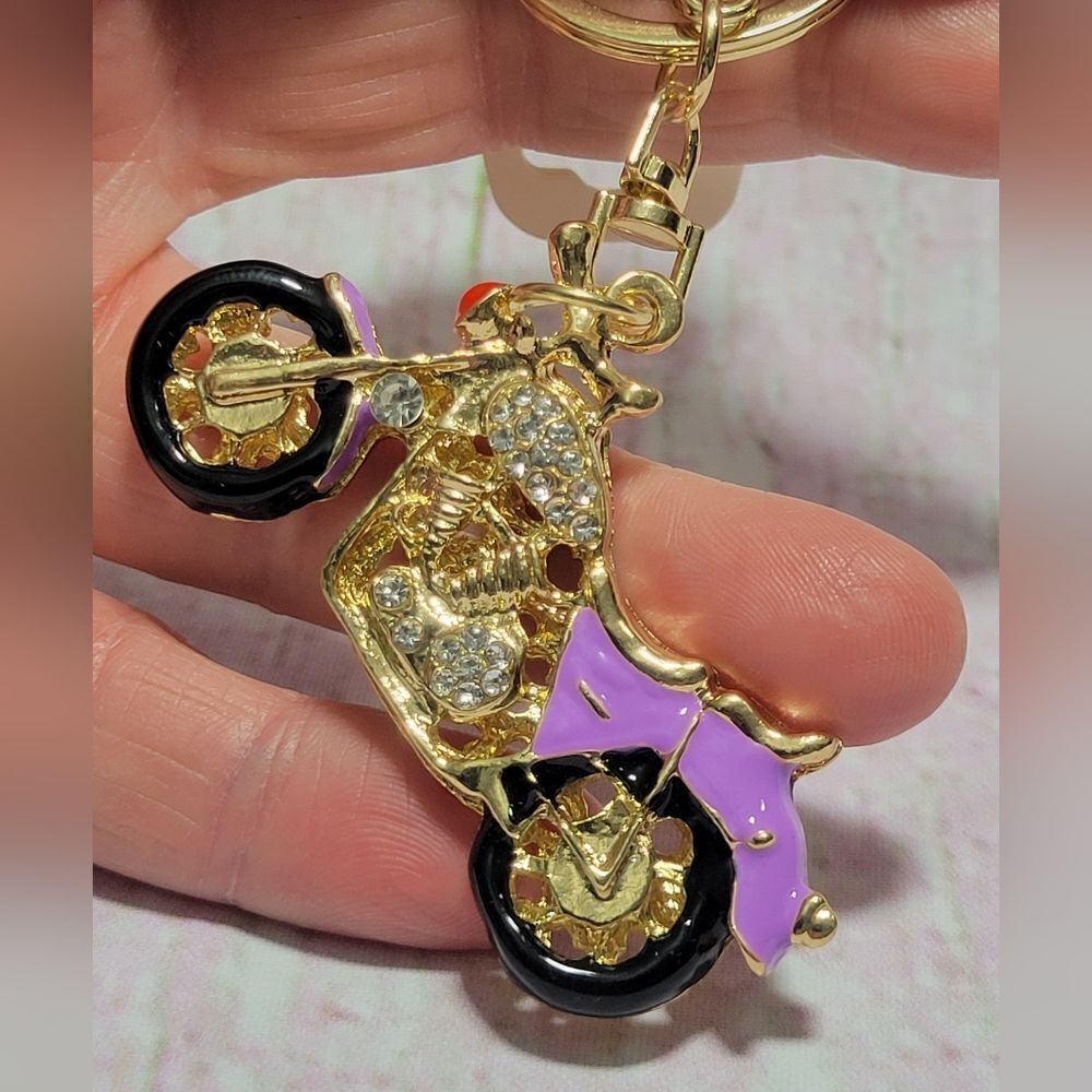 Austrian Crystal Motorcycle Keychain - Picture 3 of 12